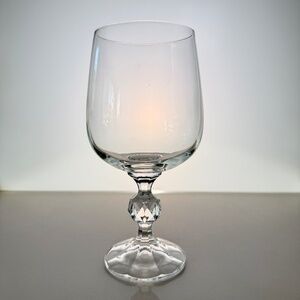 Vintage Mid Century Czech Bohemia Claudia Crystal Water Goblet with Ball Stem